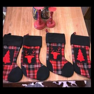 4 plaid regular sized stockings